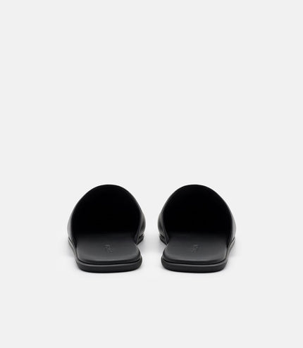 Leather Icon Mule Sandals - Black