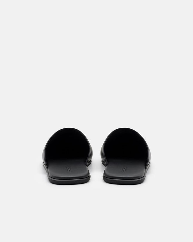 Leather Icon Mule Sandals - Black