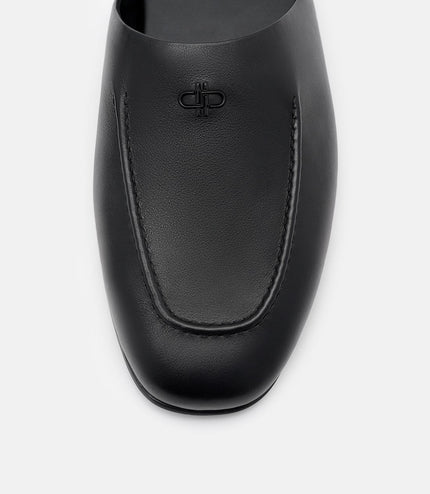 Leather Icon Mule Sandals - Black