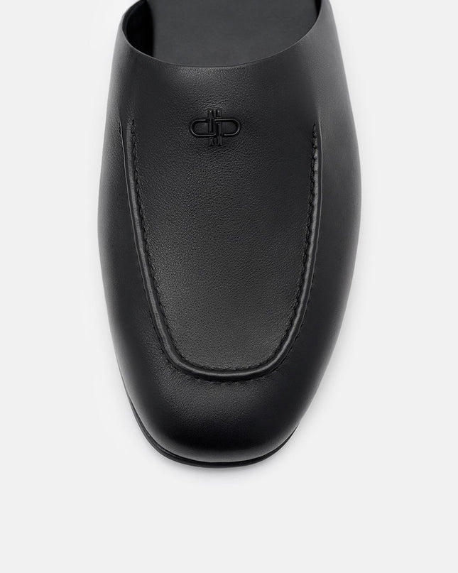 Leather Icon Mule Sandals - Black