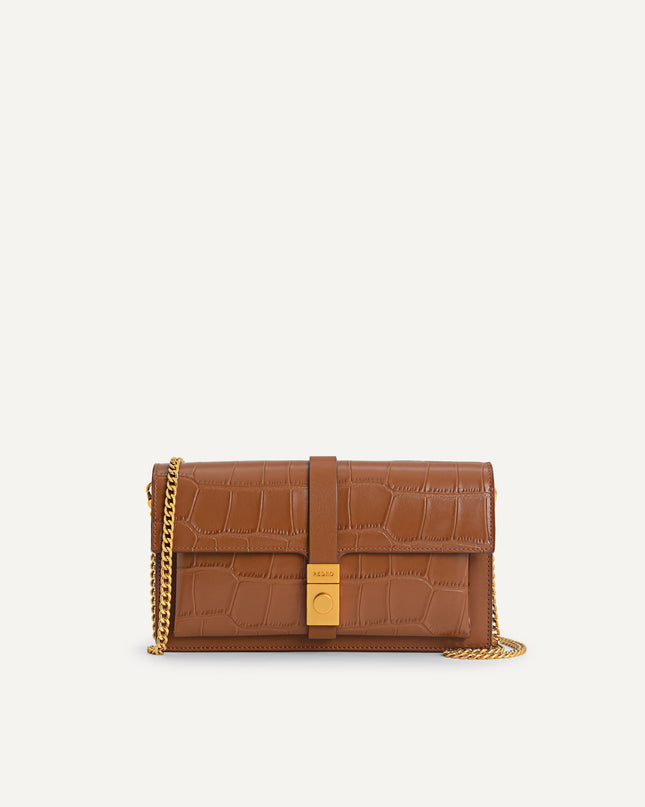 Leather Croc-Effect Wallet Bag