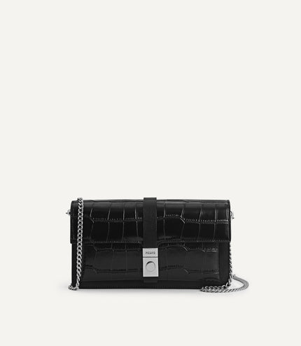 Leather Croc-Effect Wallet Bag
