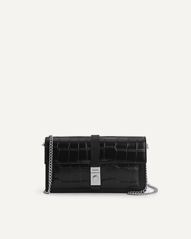 Leather Croc-Effect Wallet Bag