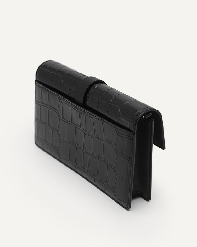 Leather Croc-Effect Wallet Bag