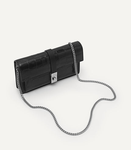 Leather Croc-Effect Wallet Bag