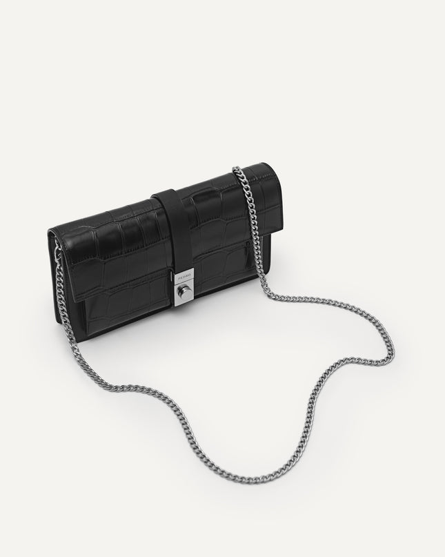 Leather Croc-Effect Wallet Bag