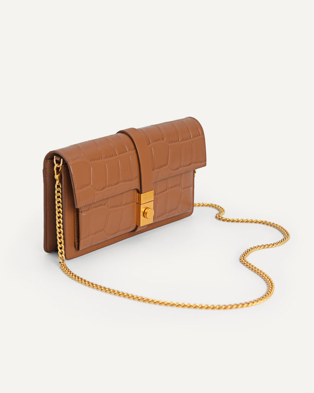 Leather Croc-Effect Wallet Bag