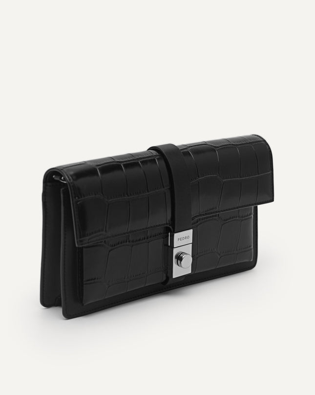 Leather Croc-Effect Wallet Bag