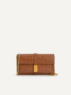 Leather Croc-Effect Wallet Bag