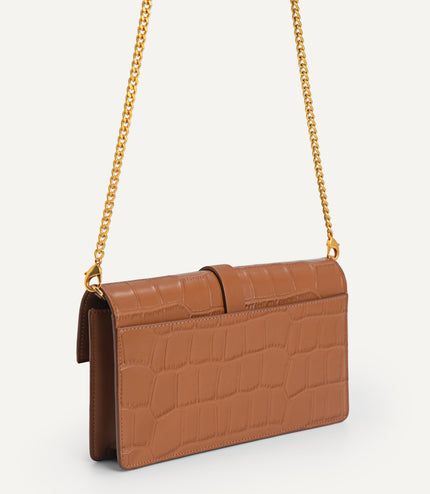 Leather Croc-Effect Wallet Bag