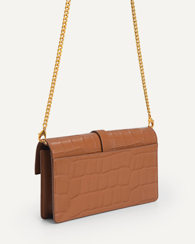 Leather Croc-Effect Wallet Bag