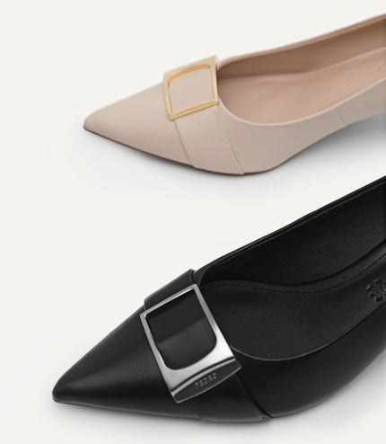 Leather Kitten Pumps