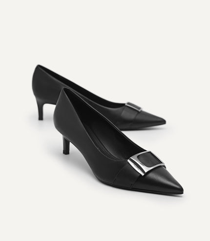 Leather Kitten Pumps