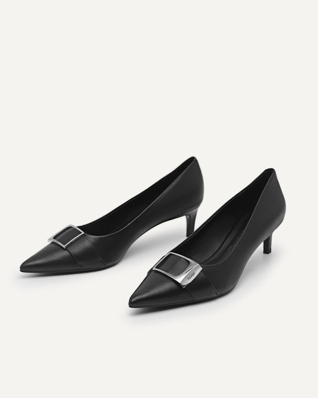 Leather Kitten Pumps