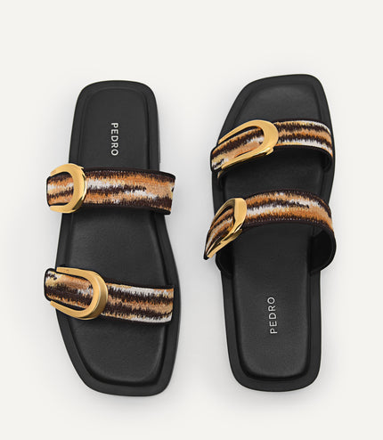 Printed Double Strap Sandals