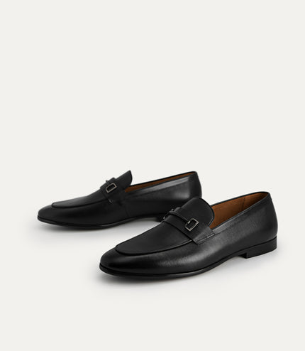 Textured Leather Loafers with Metal Bit