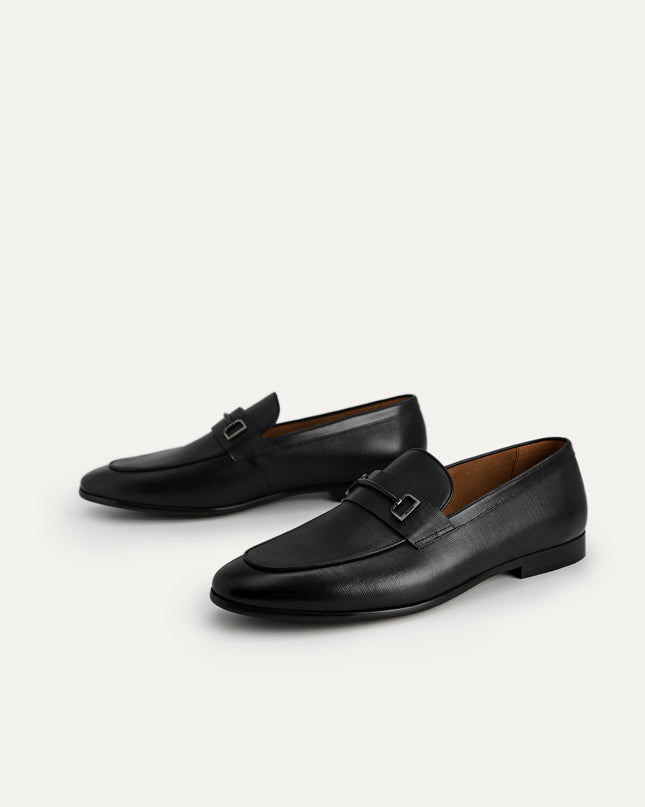 Textured Leather Loafers with Metal Bit