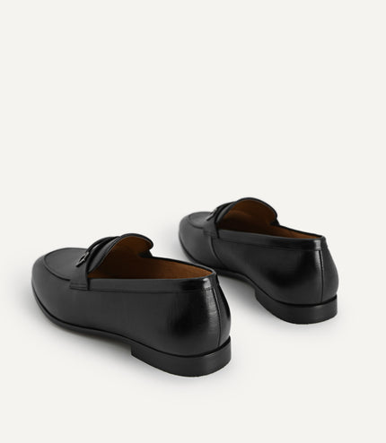Textured Leather Loafers with Metal Bit