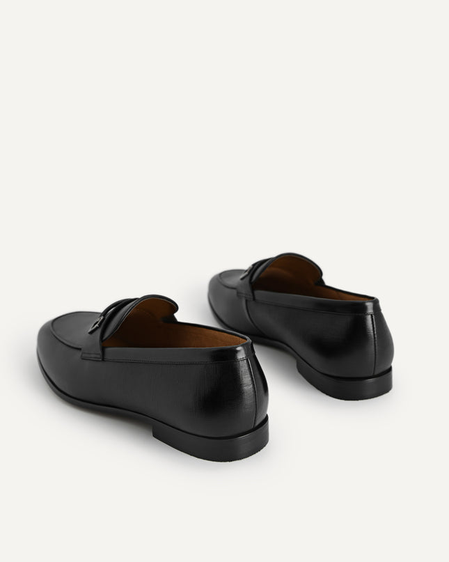 Textured Leather Loafers with Metal Bit