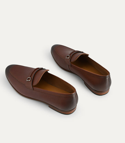 Textured Leather Loafers with Metal Bit