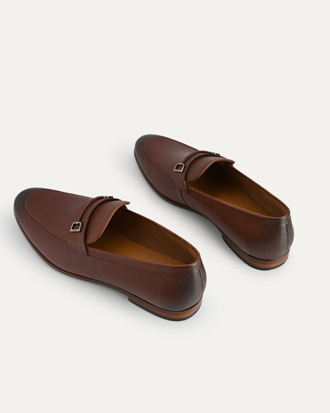 Textured Leather Loafers with Metal Bit