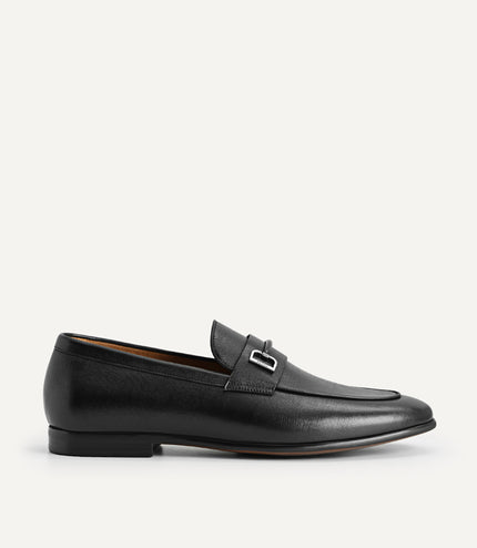 Textured Leather Loafers with Metal Bit