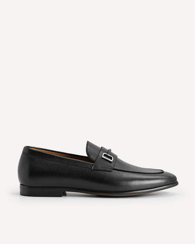 Textured Leather Loafers with Metal Bit