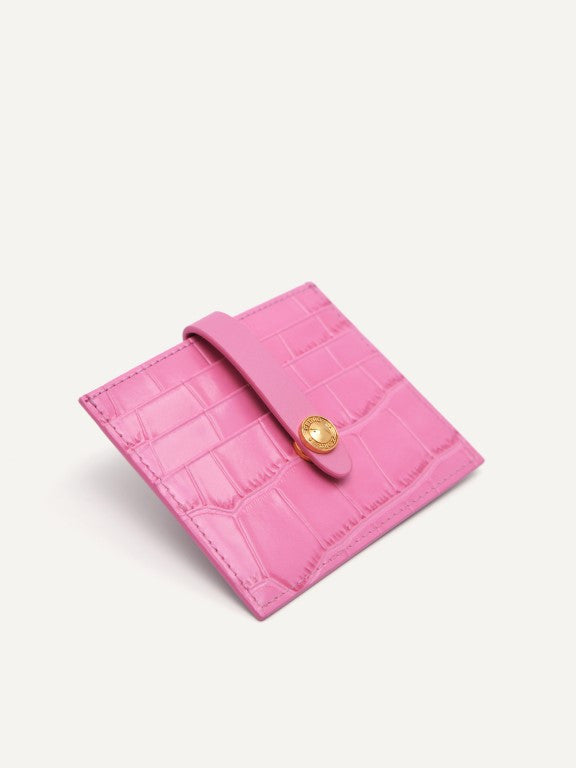 Leather Croc-Effect Card Holder