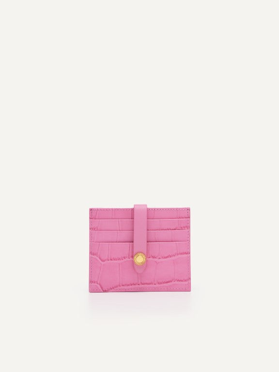 Leather Croc-Effect Card Holder