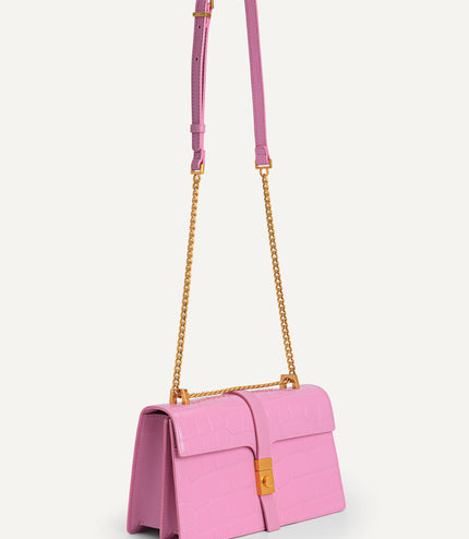 Leather Croc-Effect Shoulder Bag