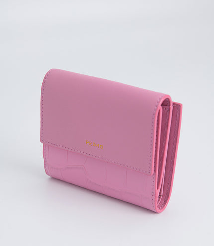 Leather Croc-Effect Tri-Fold Wallet