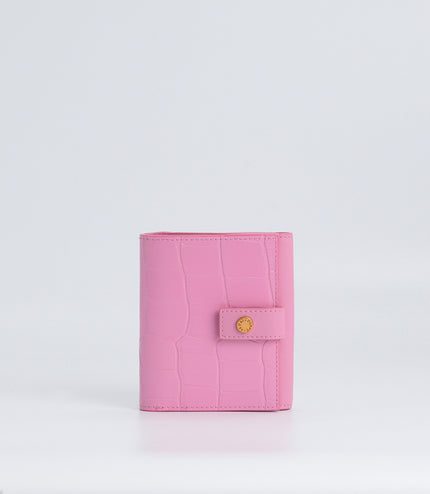 Leather Croc-Effect Tri-Fold Wallet