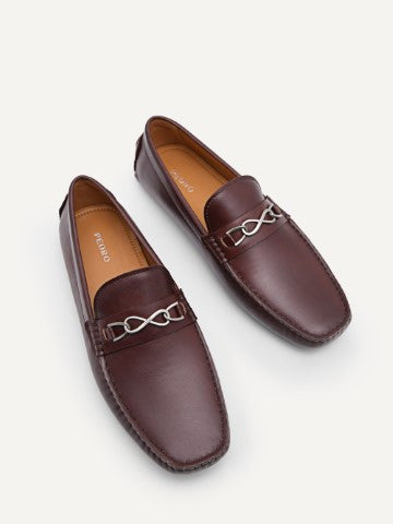 Leather Moccasins with Chain Detail