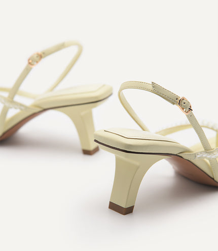 Slingback Heeled Sandals - Light Green
