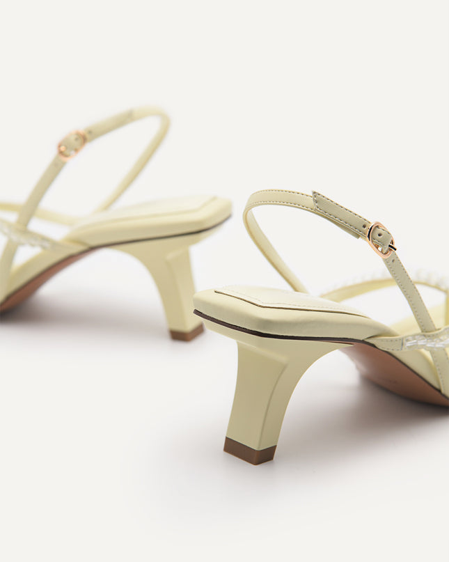 Slingback Heeled Sandals - Light Green
