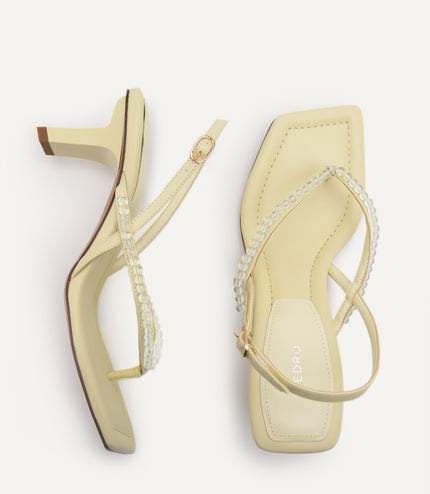 Slingback Heeled Sandals - Light Green