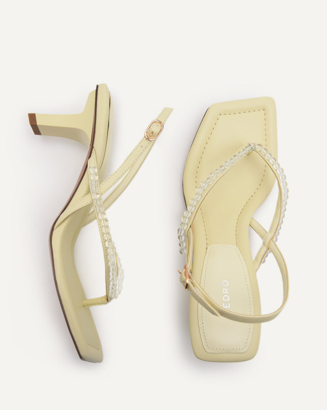 Slingback Heeled Sandals - Light Green
