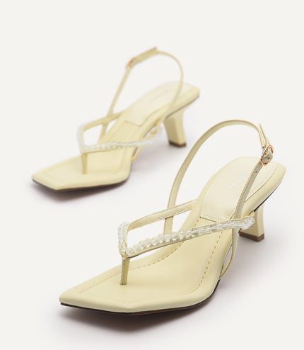 Slingback Heeled Sandals - Light Green