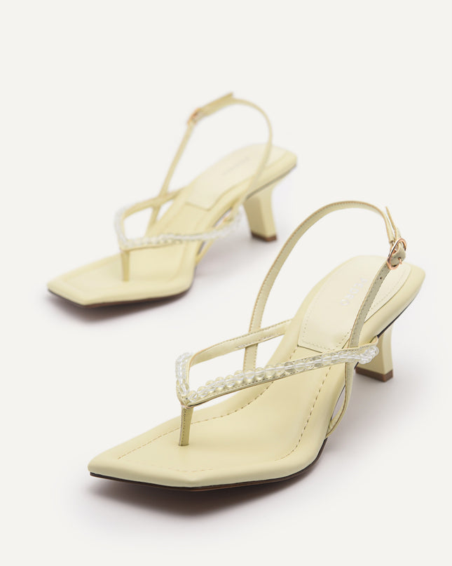 Slingback Heeled Sandals - Light Green