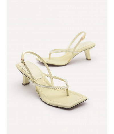 Slingback Heeled Sandals - Light Green