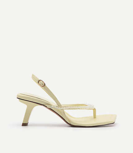 Slingback Heeled Sandals - Light Green