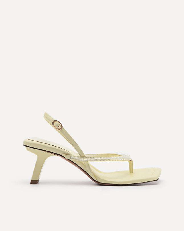 Slingback Heeled Sandals - Light Green