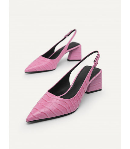 Leather Pointed Slingback Pumps