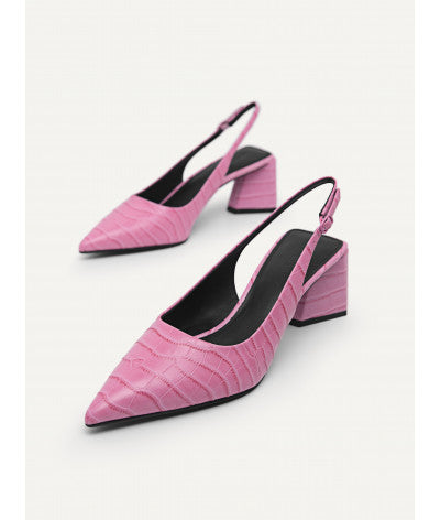 Leather Pointed Slingback Pumps