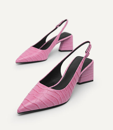 Leather Pointed Slingback Pumps