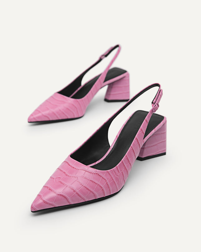 Leather Pointed Slingback Pumps