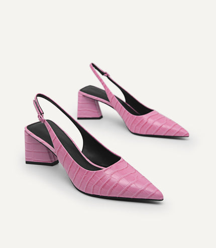 Leather Pointed Slingback Pumps