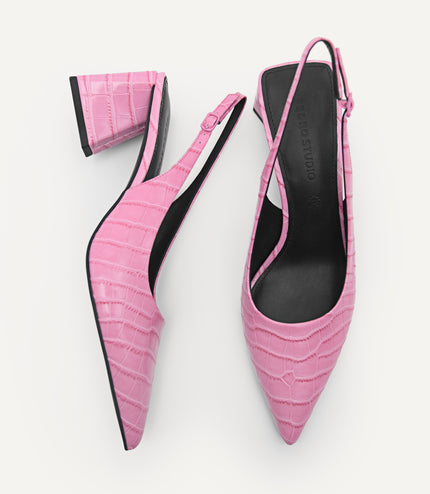 Leather Pointed Slingback Pumps