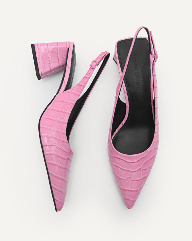 Leather Pointed Slingback Pumps