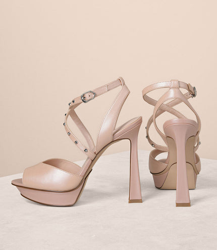 Studded Cross Strap Heels